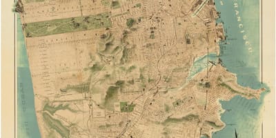 地図の古いサンフランシスコ 