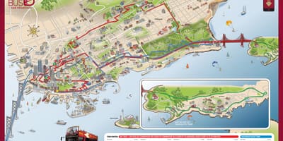 地図の赤バスサンフランシスコ 