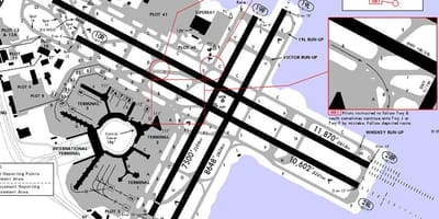 サンフランシスコ空港の滑走路地図